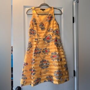 Sleeveless Yellow Floral A-Line Dress